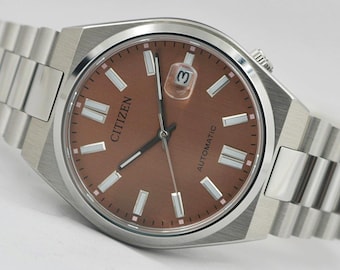 Citizen Tsuyosa NJ0159-86Z Automatic Men's Watch - 40mm Salmon Orange Dial - Sapphire Crystal - Stainless Steel - No Box Papers - Unused