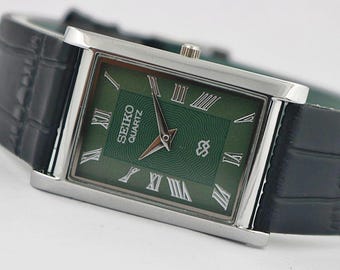 Vintage SEIKO Dolce Exceline 7741-5050 Tank Shap SGP Gold Plated