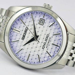 Vintage Seiko King Seiko Automatic Japan Men’s Watch | 39mm Purple Patterned Dial | Refurbished | Classic Dress Watch | Gift for Him