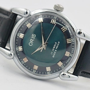 Montre Oris Swiss Made vintage pour homme à remontage manuel avec cadran bleu, remise à neuf, cadeau - 200-06