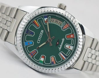Vintage Citizen Eagle 7 Japan Men's Watch Automatic Refurbished Green Dial Gift - 410-06