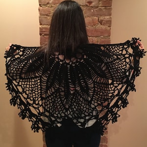 crochet shawl, crochet wrap, lace shawl, lace wrap, black shawl