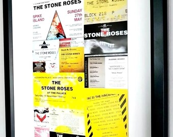 Programma del tour originale del 2012 degli Stone Roses, incorniciato e montato su supporto rigido.