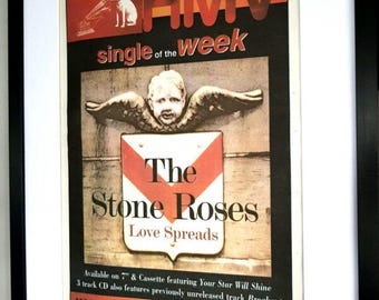 Poster originale degli Stone Roses del 1994, incorniciato e montato su supporto NME.