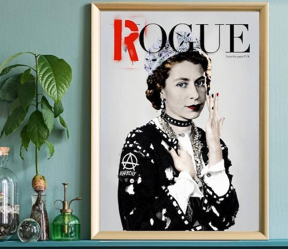 Queen Elizabeth Pop Art Print, Banksy Warhol Style Framed Poster, 230gsm Matt Paper