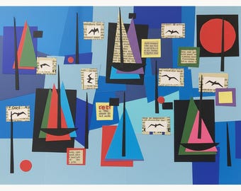 Set of 2 Wind & Sails – Modern Coastal Wall Art | Mid Century Sailboat Print | Abstract Nautical Poster | Digital Download A2 A3 A4