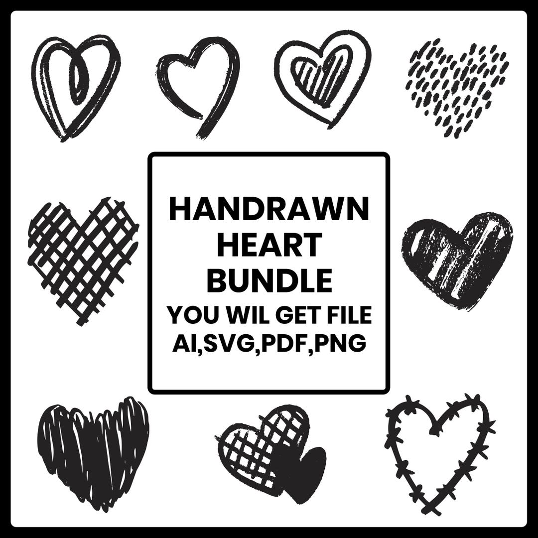 Heart Svg Bundle, Heart Svg, Hand Drawn Heart Svg, Open Heart Svg ...