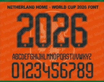 Netherlands Home Soccer Font SVG, Football Jersey Numbers Alphabet (Digital Download)