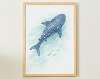 Whale Shark Poster - Nursery Art Print - Sea Creature Wall Art ...