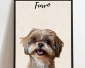 Custom Dog Portrait from Photo Digital Download, Personalized Animal Artwork, Printable Wall Decor Gift