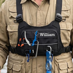Personalized Tactical Chest Bag | Custom Fishing Vest Pack | Waterproof Outdoor Front Pouch | Gift for Men Husband Dad