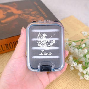 Personalized Fly Fishing Box, Custom Clear Double-Sided Fly Box, Printed Fishing Lure Case, Father's Day Gift for Fisherman Dad