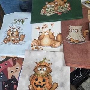 幽霊猫のクロスステッチ図案、面白いハロウィン刺繍図案（PDFダウンロード） 画像 9