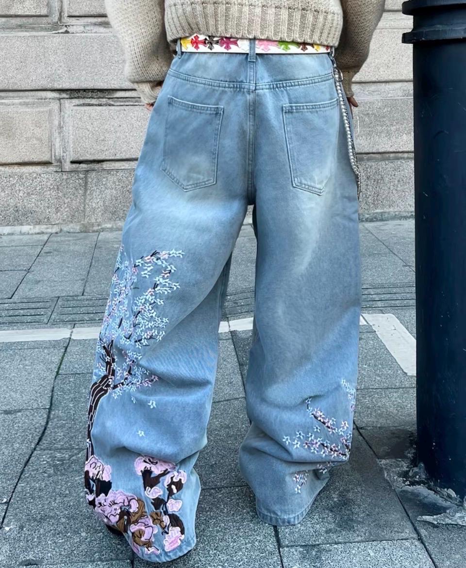 Pantalon Femme Évasé Japonais En Coton Brodé Dentelle - Taille Unique Élastiquée | Style Bohème Été
