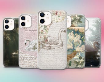 Swan Phone Case White Swan Lake Cover for iPhone 17Pro, 16, 15, 14, 13 Samsung S26, S25Fe, S23, A57 Pixel 10A, 10ProXL, 9A, 8A, 8Pro