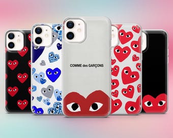 Comme des Garcons Phone Case Red Hearts CDG Cover for iPhone 17e, 16, 15, 14, 13 Samsung S26, S25Fe, S23, A57 Pixel 10A, 10Pro, 9A, 8