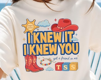 Retro Toy Story 5 PNG, ich wusste es, ich kannte dich Western Cowgirl Stiefel Freundschaft Armband Shirt Design Grafik Download Datei