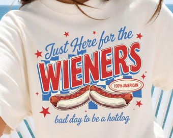 Trendy schlechter Tag, um ein Hotdog PNG zu sein, Retro Ich bin nur hier für das Wieners Shirt Design, Adretter 4. Juli Sublimationsdesign