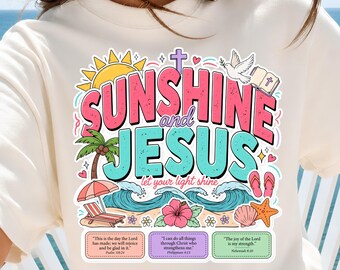 Sonnenschein und Jesus png, Sommer Strand See Png Druckbare Design INSTANT DOWNLOAD, Christian Summer Png