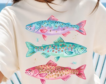 Preppy Fish PNG, Bunte Fische Clipart, Küstenfische PNG, Strand Fisch Clipart, Süßer Sommer Fisch, Drei Fische PNG, Girly Ozean Clipart