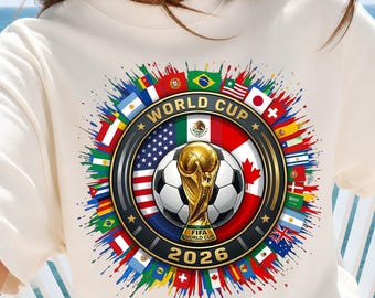WM 2026 PNG, Fußball Trophäe Abzeichen Clipart, Fußball Logo PNG SVG, Internationale Flaggen Design, Sublimationsdateien