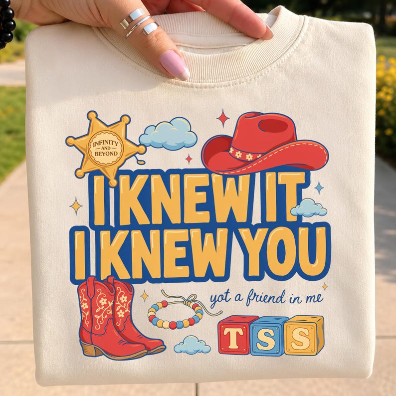 Retro Toy Story 5 PNG, I Knew It I Knew You Western Cowgirl Boots Friendship Bracelet Shirt Design Graphic Download File
retro toy story png, toy friends png, toy story inspired, disney trip png, pixar inspired png, cowgirl boots png, friendship bracelet, western cowgirl png, digital download, i knew it i knew you, shirt design png, sublimation file, toy story 5 png