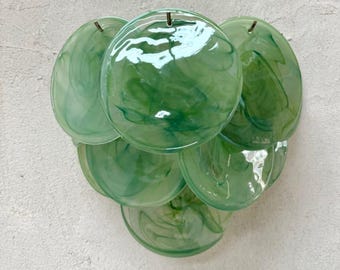 Vintage Murano Glass Wall Sconce Pair, Vistosi Style Italian Wall Lights, Hand Blown Alabaster Glass Appliques, Mid Century Modern Lighting
