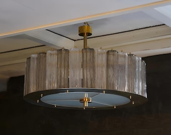 Mid-Century Art Glass Italian Chandelier | Modern Murano Brass Ceiling Pendant Light Fixture | Handmade Sputnik Lighting