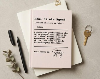 Personalized Real Estate Agent Definition Notebook, Custom Realtor Journal Gift, Real Estate Closing Gift, Realtor Office Desk Decor book