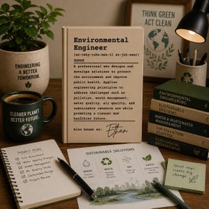 Personalized Environmental Engineer Notebook, Custom Engineer Gift, Sustainability Journal, Graduation Gift, Hardcover