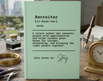 Libro personalizado con la definición de reclutador, regalo personalizado para reclutadores, decoración para el escritorio de la oficina de RRHH, recuerdo para la adquisición de talento.