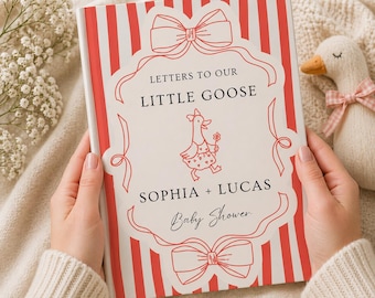 Libro de firmas para baby shower de Silly Goose, diario de recuerdos personalizado, libro de firmas para consejos y deseos
