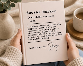 Diario personalizado para trabajadores sociales, cuaderno con definición de trabajo social y nombre personalizado, regalo para gestores de casos, regalo de graduación en trabajo social