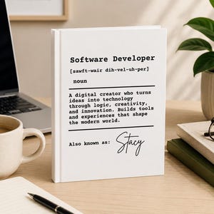 Personalized Software Developer Definition Notebook, Custom Programmer Journal Gift, Coding Lover Notebook, Developer Office Desk Decor Gift image 2