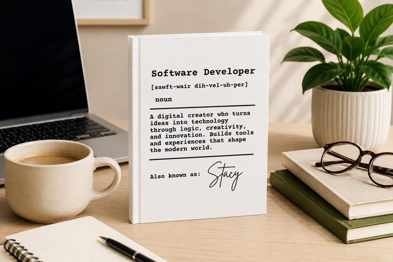 Personalized Software Developer Definition Notebook, Custom Programmer Journal Gift, Coding Lover Notebook, Developer Office Desk Decor Gift image 2