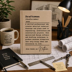 Personalized Draftsman Definition Book Gift Custom Engineer Notebook Architecture Gift Custom Name Hardcover Journal