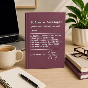 Personalized Software Developer Definition Notebook, Custom Programmer Journal Gift, Coding Lover Notebook, Developer Office Desk Decor Gift image 5