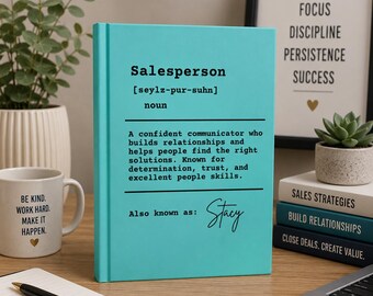 Libro personalizado con la definición de vendedor, regalo de ventas personalizado, decoración de escritorio, recuerdo motivacional para la carrera profesional.