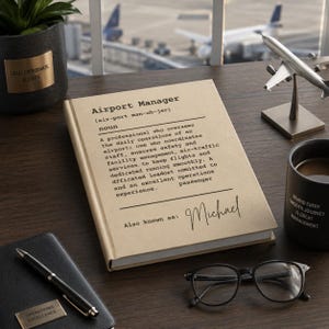 Airport Manager Gift Personalized Journal, Airport Operations Manager Notebook, Aviation Professional Gift, Custom Name Notebook