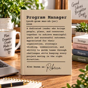 Gepersonaliseerd programmamanagerdagboek, notitieboek met eigen naam, cadeau voor projectmanager, blijk van waardering voor leiderschap, cadeau voor collega