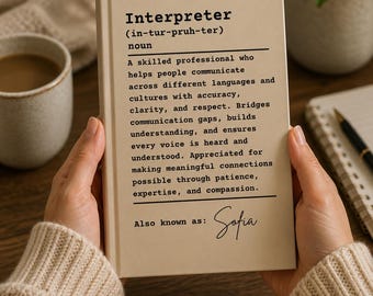 Personalized Interpreter Definition Book | Custom Name Journal | Interpreter Gift | Hardcover Notebook
