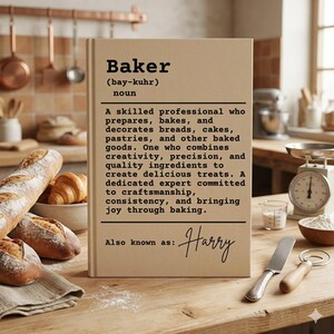 Benutzerdefiniertes Bäcker Definition Journal, personalisiertes Bäcker Notizbuch, Geschenk für Bäcker, Backgeschenk, individuelles Name Journal, Bäckerei Geschenk
