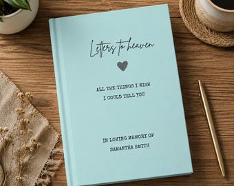 Personalized Grief Journal Custom Spine Back Cover, Letters To Heaven Memorial Gift, Sympathy Condolence Gift For Loss Of Mother Father