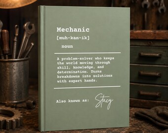 Libro personalizado con definiciones de mecánico, regalo personalizado para mecánicos, decoración para taller, recuerdo para taller de reparación de automóviles