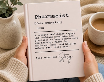 Cuaderno personalizado para farmacéuticos, cuaderno con nombre personalizado, libro de definiciones de farmacéutico, regalo para la facultad de medicina, cuaderno estilo enfermería.