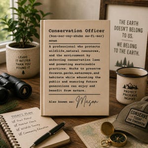 Conservation Officer Definition Journal | Personalized Conservation Officer Gift | Custom Name Notebook | Nature Gift