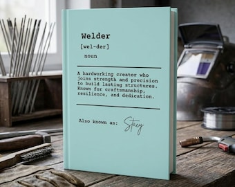 Libro personalizado con la definición de soldador, regalo personalizado para soldadores, decoración para taller de soldadura, recuerdo con nombre personalizado, idea de regalo única para soldadores.