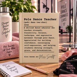 Diario personalizzato per insegnante di pole dance, regalo personalizzato per istruttrice di danza, quaderno per allenatrice di pole dance, regalo di ringraziamento per insegnante di danza
