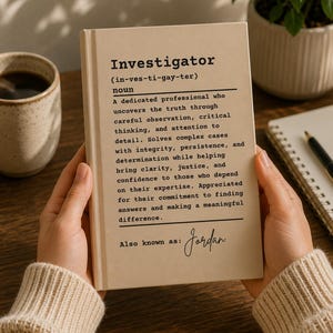 Personalized Investigator Definition Book | Custom Name Journal | Investigator Gift | Hardcover Notebook | Detective Gift