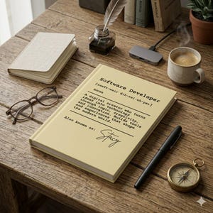 Personalized Software Developer Definition Notebook, Custom Programmer Journal Gift, Coding Lover Notebook, Developer Office Desk Decor Gift image 4